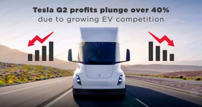 FreightWaves Infographics: Tesla Q2 profits plunge over 40% due to growing EV competition