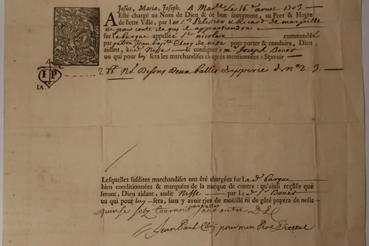 vintage bill of lading 1703